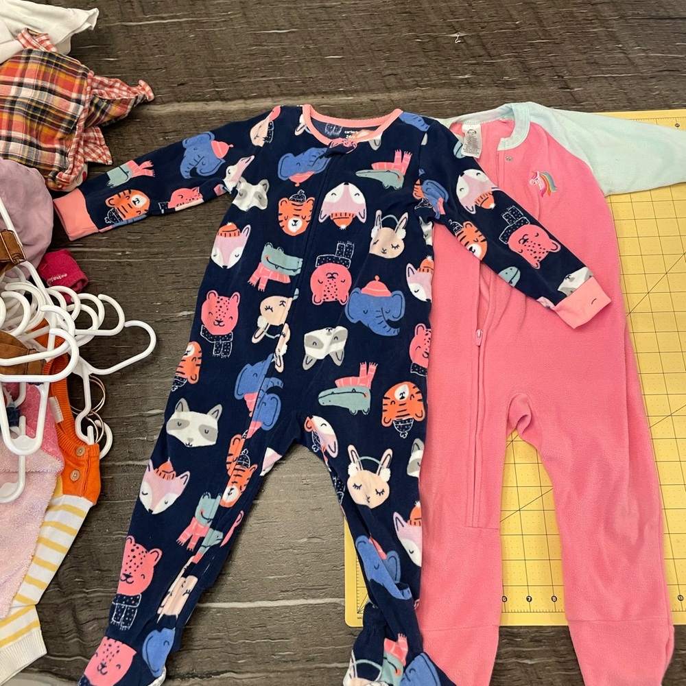 Carter's and Gerber Navy and Pink Animal Print Footies
